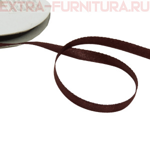 Лента атласная  6 мм  цв.078/2 коричневый рул. 27,42м