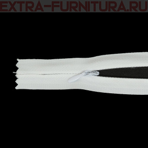 Молния потайная № 3, 60 см, цв. 101 белый п/э, пл.10 гр/м (плотная тесьма)