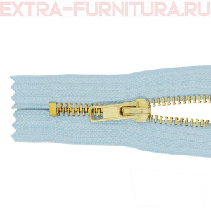 Молния джинсовая № 5, 18 см, латунь, цв.184 голубой