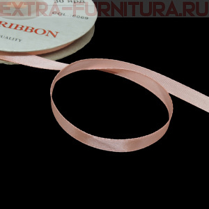 Лента атласная  6 мм  цв.069 светло-розовый рул. 27,42м