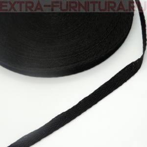 Лента киперная х/б 10 мм, цв. черный (вешалка), уп.50м, 17уп./136уп. (пл.2,3 г/м)