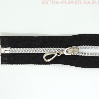 Молния спираль декор Т5 80см цв.черный/серебро (капля)