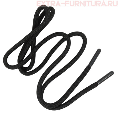 Шнурки круглые 150см, шир.6мм, цв.322 черный, пласт.наконечник, уп.100шт