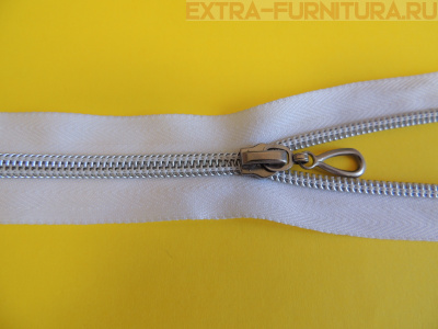 Молния спираль декор Т5 50см цв.белый/серебро (капля)