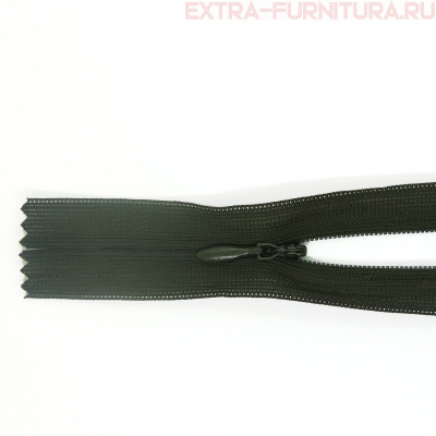 Молния потайная № 3, 50 см, цв. 328 темный хаки п/э пл.9,3 гр/м