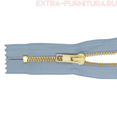 Молния джинсовая № 5, 18 см, латунь, цв.316 серо-голубой