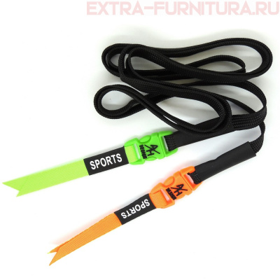 Шнурки плоские 130см, шир.10мм, с подвесом, черн.наконечник, цв.оранжевый/неон