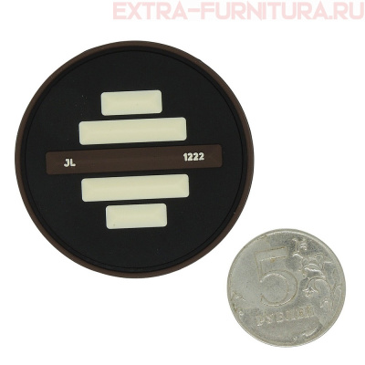 Нашивка силиконовая круг 5см черный с коричневой и молочными полосами