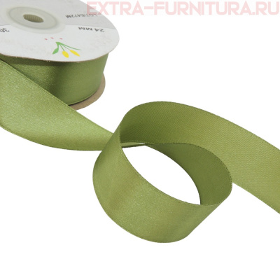 Лента атласная 24 мм цв 137 олива рул. 27,42м