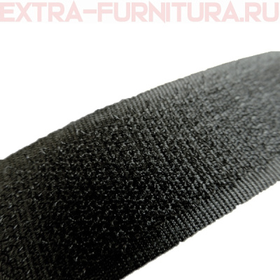  Лента контакт 25мм цв.черный (25м) жесткая часть